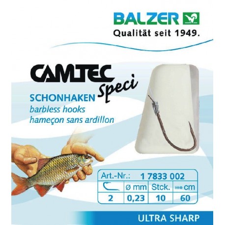 Hooks with leader BALZER CAMTEC SPECI BARBELESS HOOK