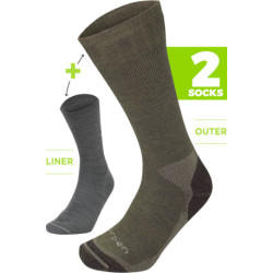 Socks LORPEN Cold Weather Sock System Brown, set, merino wool