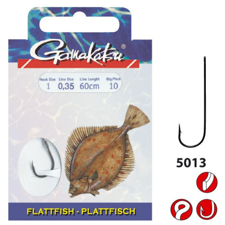 Hooks with leader Gamakatsu Flat Fish 5013F