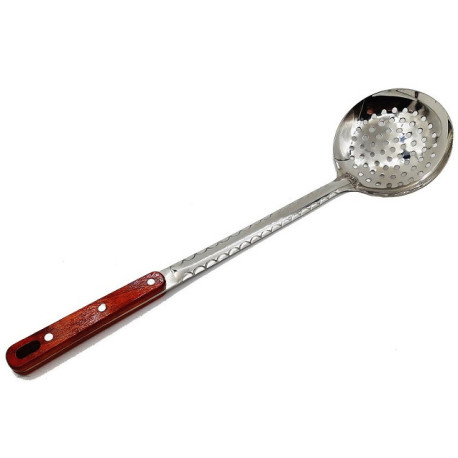 Stainless steel skimmer with wooden handle 45cm